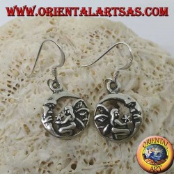 Silver earrings, fairy on her knees that gives the star to the moon