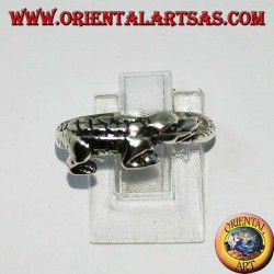 Bague en argent, crocodile en alligator