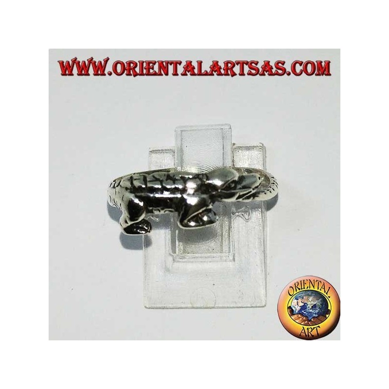 Bague en argent, crocodile en alligator