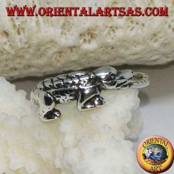 Bague en argent, crocodile en alligator