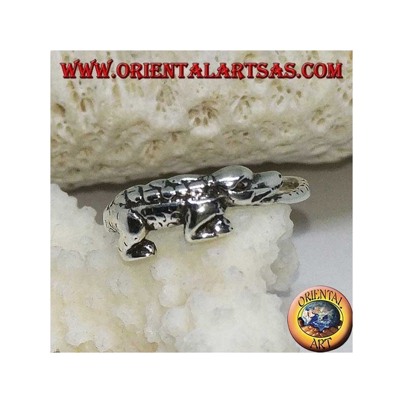 Anello in argento, coccodrillo alligatore