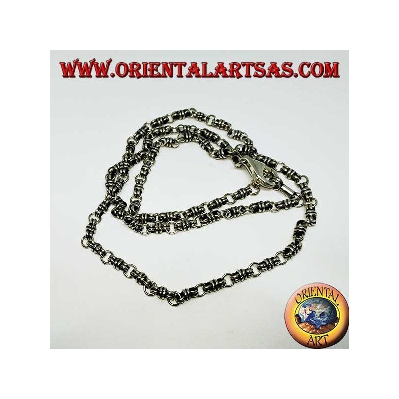 Collier en argent (925) noeud et bague de 60 cm de long