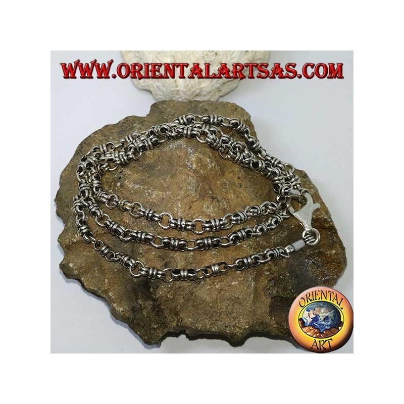 Collar de plata (925 ‰) nudo y anillo de 60 cm de largo