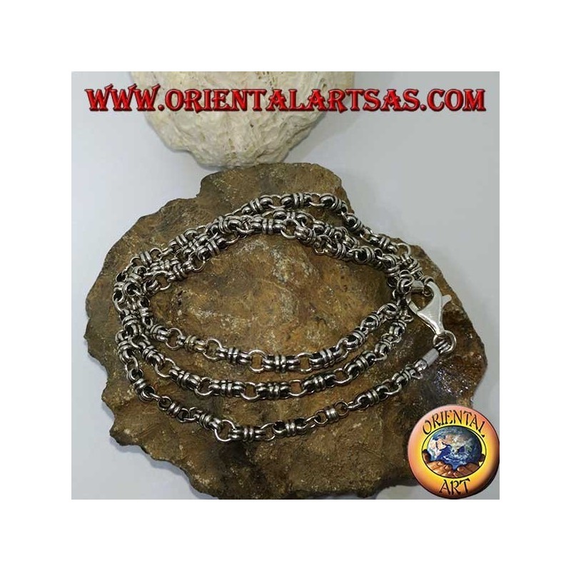 Collier en argent (925) noeud et bague de 60 cm de long