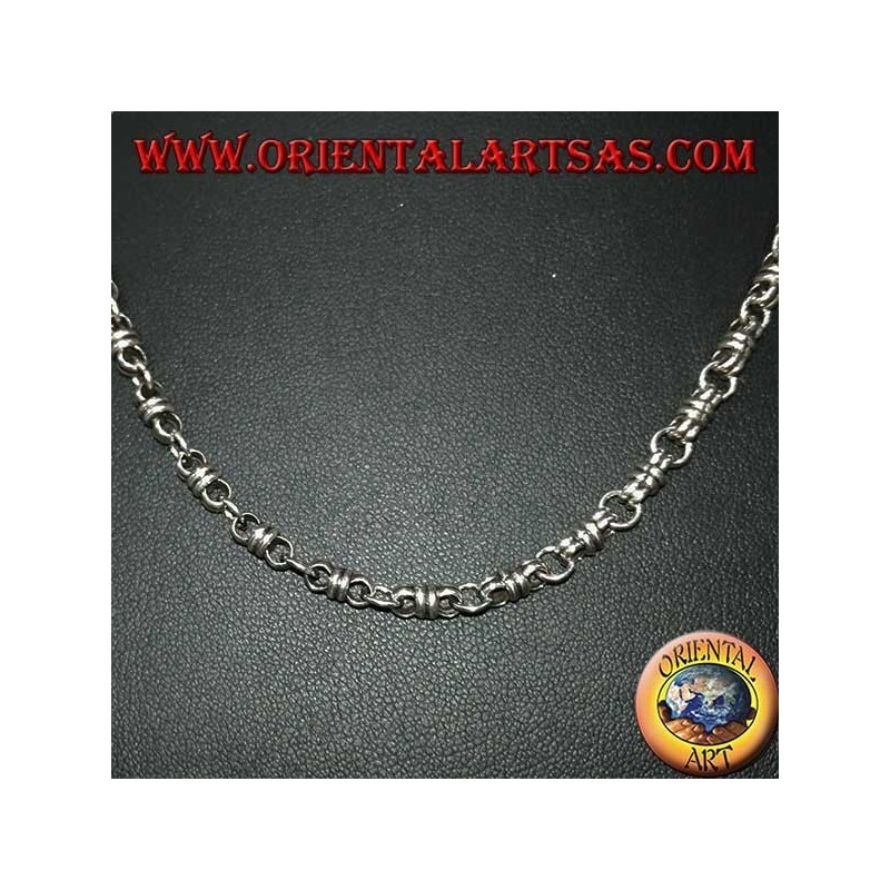 Silver necklace (925 ‰) knot and ring 60 cm long