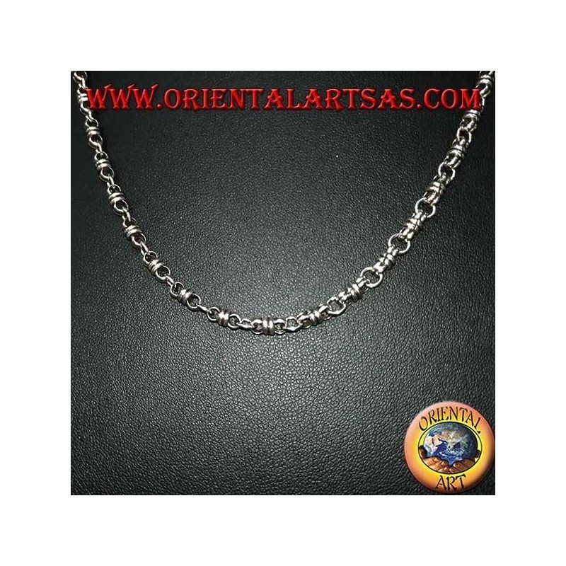 Silver necklace (925 ‰) knot and ring 60 cm long