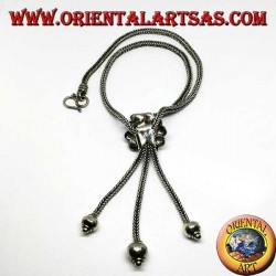 Collier en argent avec rose et trois touffes de sphères