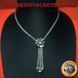 Collier en argent avec rose et trois touffes de sphères