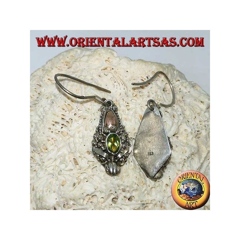 Silberne Drachenkopfohrringe mit Peridot-Set und Goldplatten