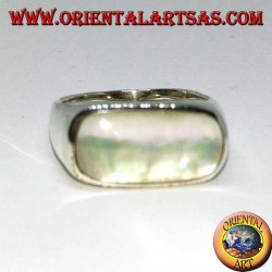 silver ring with mother of pearl long