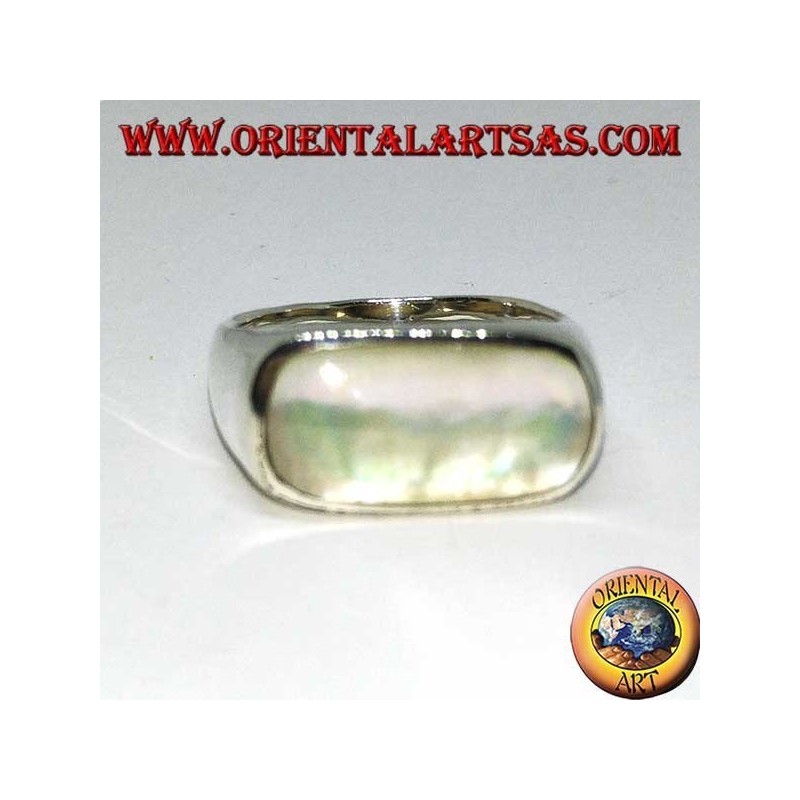 Bague en argent avec de la nacre à long