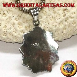 Ciondolo in argento con labradorite ovale e bordo cesellato