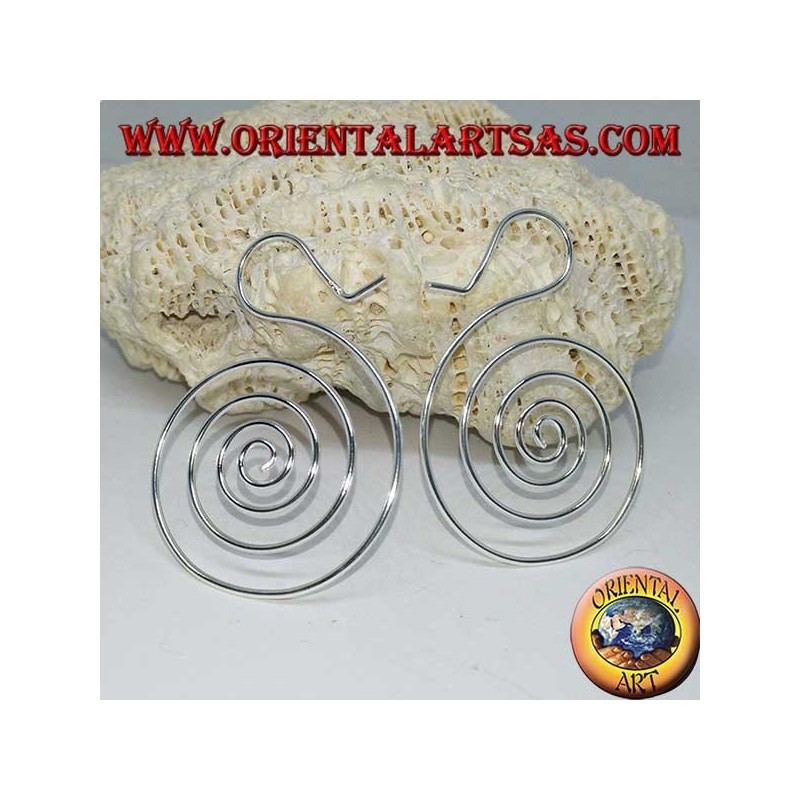 Boucles d'oreilles en fil d'argent en forme de spirale (grande)