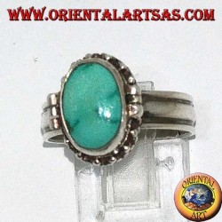 Box Silberring mit natürlichen ovalen Türkis (Gifthalter)