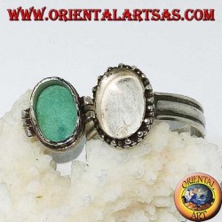 Box Silberring mit natürlichen ovalen Türkis (Gifthalter)