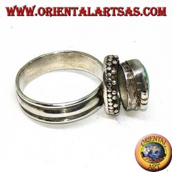 Caja de anillo de plata con turquesa oval natural (portador de veneno)