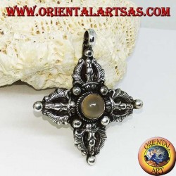 Silver pendant (925 ‰) Vajra Dorje Tibetan with moonstone in the center