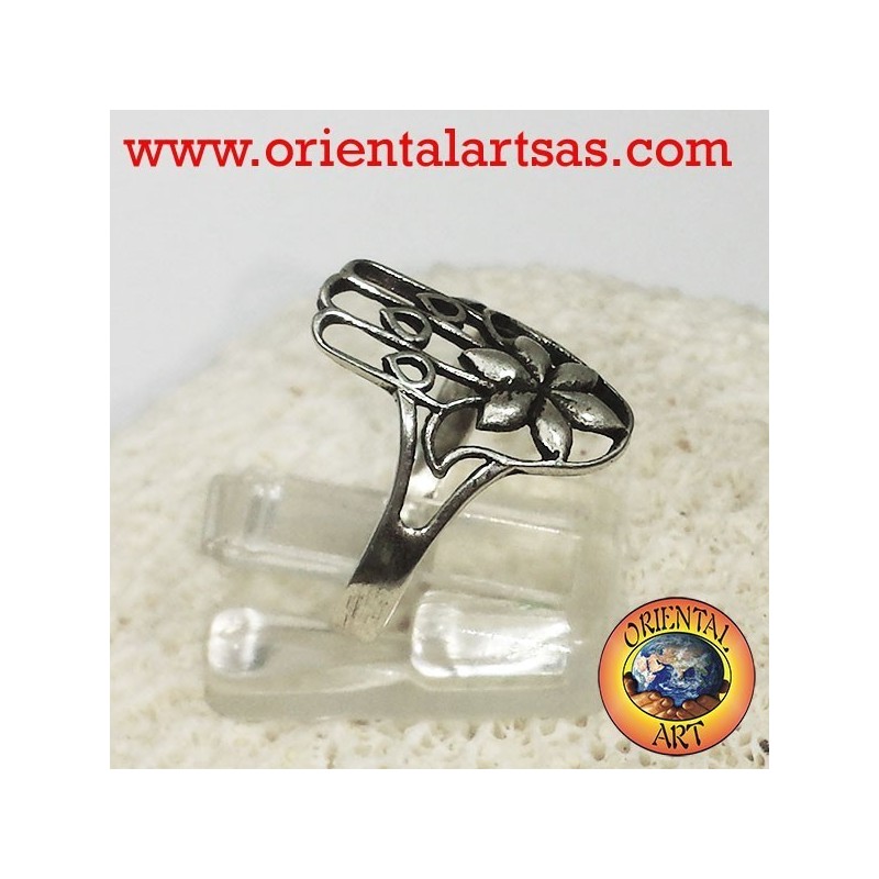 Anello mano di fatima con fiore in argento