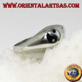 Simple ring with Tao yin yang in silver (small)