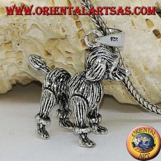 Pendentif en argent, le chien le caniche mobile (déplace les pattes, la tête et la queue)