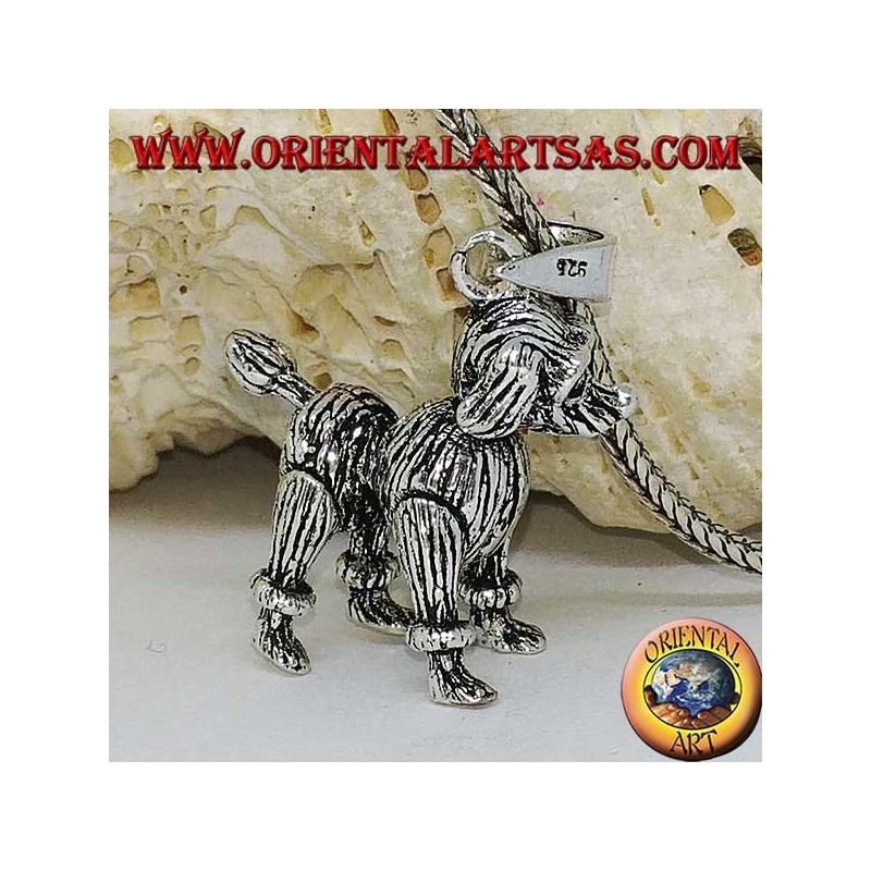 Silver pendant, the dog the mobile poodle (moves the legs, the head and the tail)