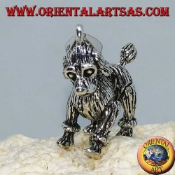 Silver pendant, the dog the mobile poodle (moves the legs, the head and the tail)