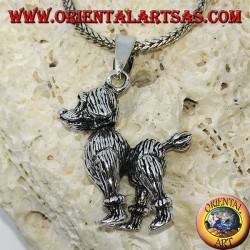 Pendentif en argent, le chien le caniche mobile (déplace les pattes, la tête et la queue)