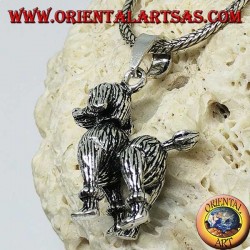 Silver pendant, the dog the mobile poodle (moves the legs, the head and the tail)