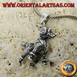 Pendentif en argent, le chien le caniche mobile (déplace les pattes, la tête et la queue)