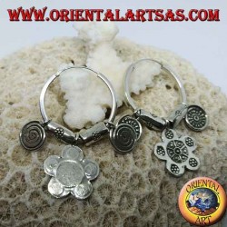 Silberne Tribal Circle Ohrringe (Karen) mit Anhängern