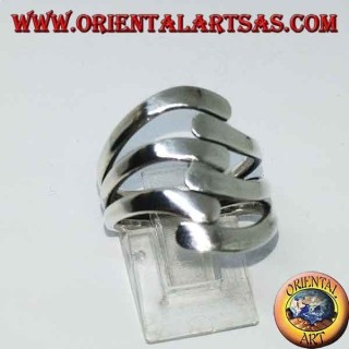 Silver ring with three waves on three smooth