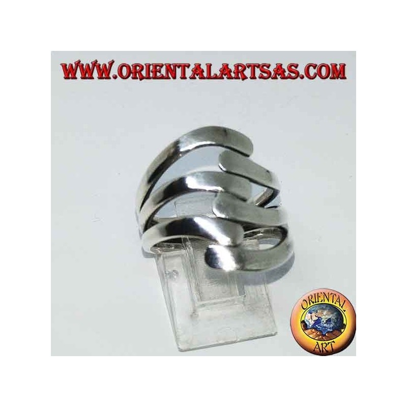 Silver ring with three waves on three smooth