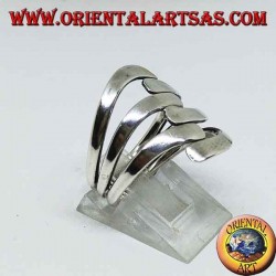 Silver ring with three waves on three smooth