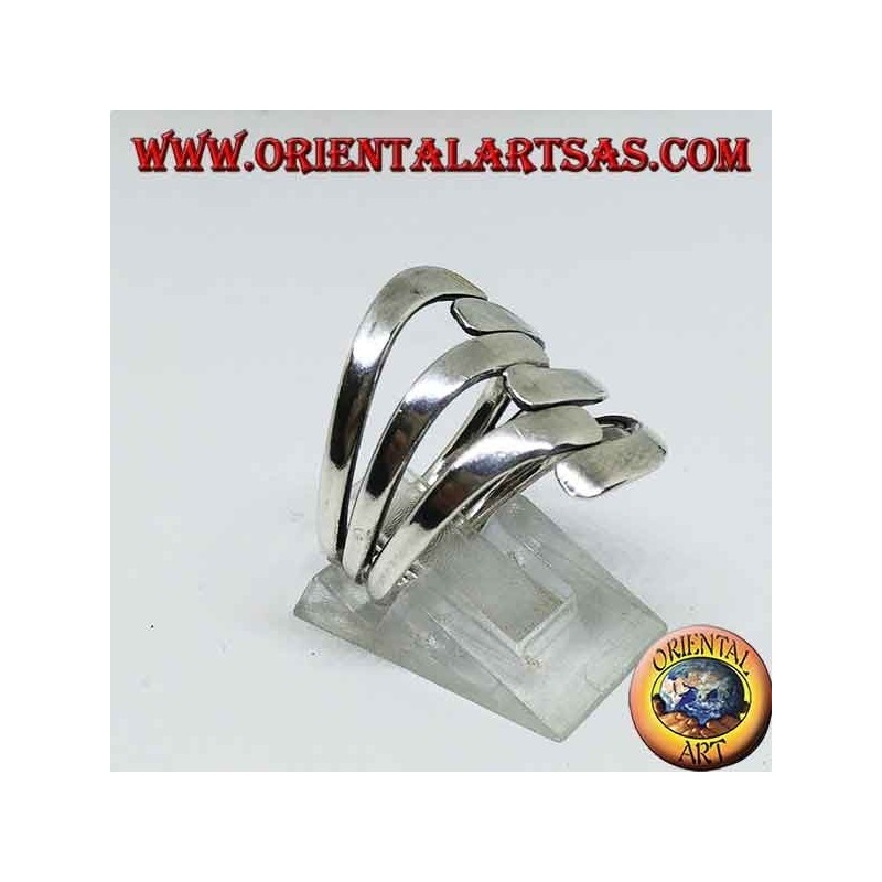 Anillo de plata con tres ondas en tres lisas