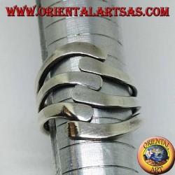 Silver ring with three waves on three smooth