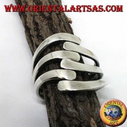 Anillo de plata con tres ondas en tres lisas