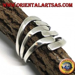 Anillo de plata con tres ondas en tres lisas