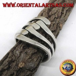 Silver ring with three waves on three smooth