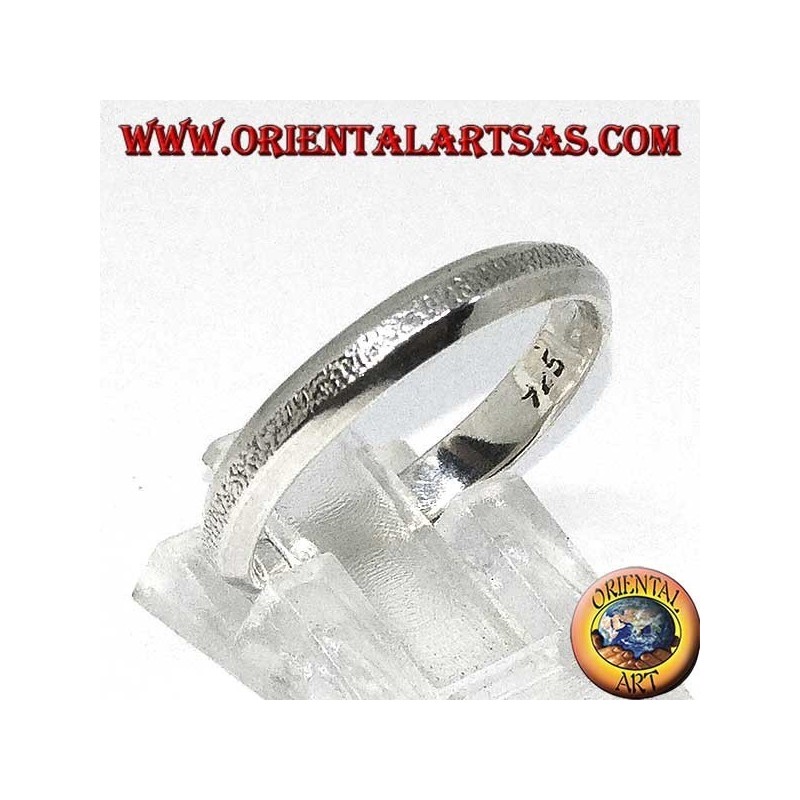 Silver ring with a central part with a split effect