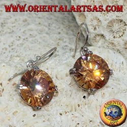 Pendentif en argent avec zircon Champagne à facettes rondes naturelles