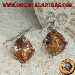 Pendentif en argent avec zircon Champagne à facettes rondes naturelles