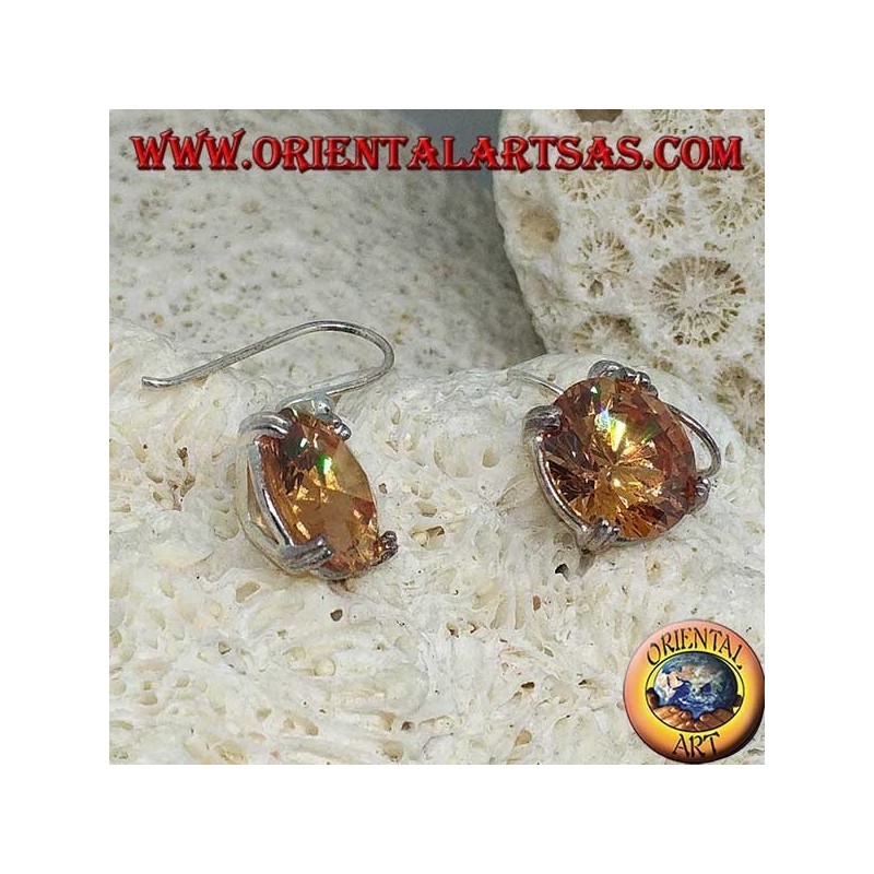 Pendentif en argent avec zircon Champagne à facettes rondes naturelles