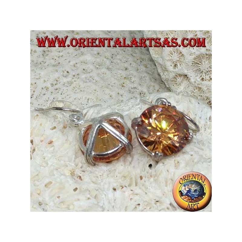 Pendentif en argent avec zircon Champagne à facettes rondes naturelles