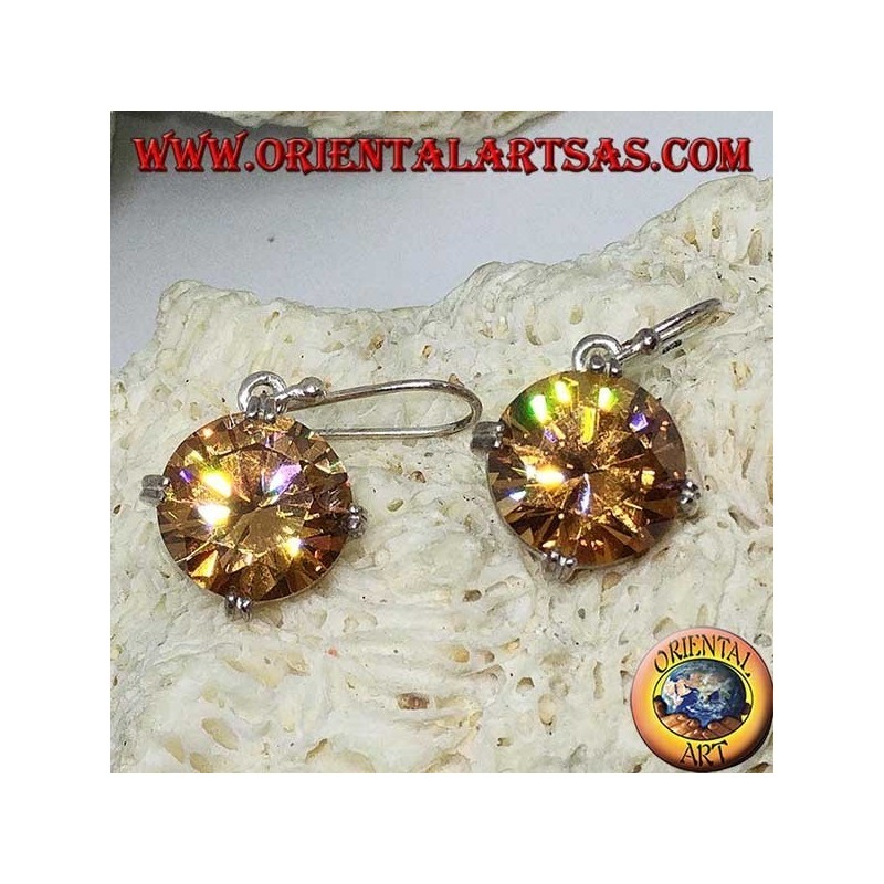 Pendentif en argent avec zircon Champagne à facettes rondes naturelles