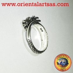 Dragón de plata anillo de espiral