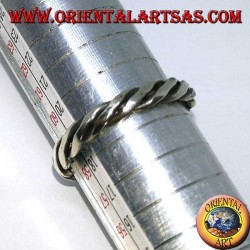 Silver ring with two wires rolled up on itself