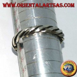 Silver ring with two wires rolled up on itself