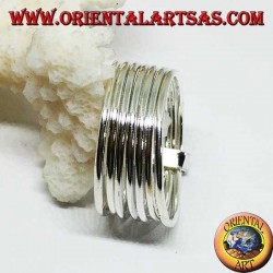 Bague en argent avec sept anneaux à fils parallèles