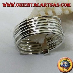 Bague en argent avec sept anneaux à fils parallèles