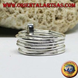 Bague en argent avec sept anneaux à fils parallèles